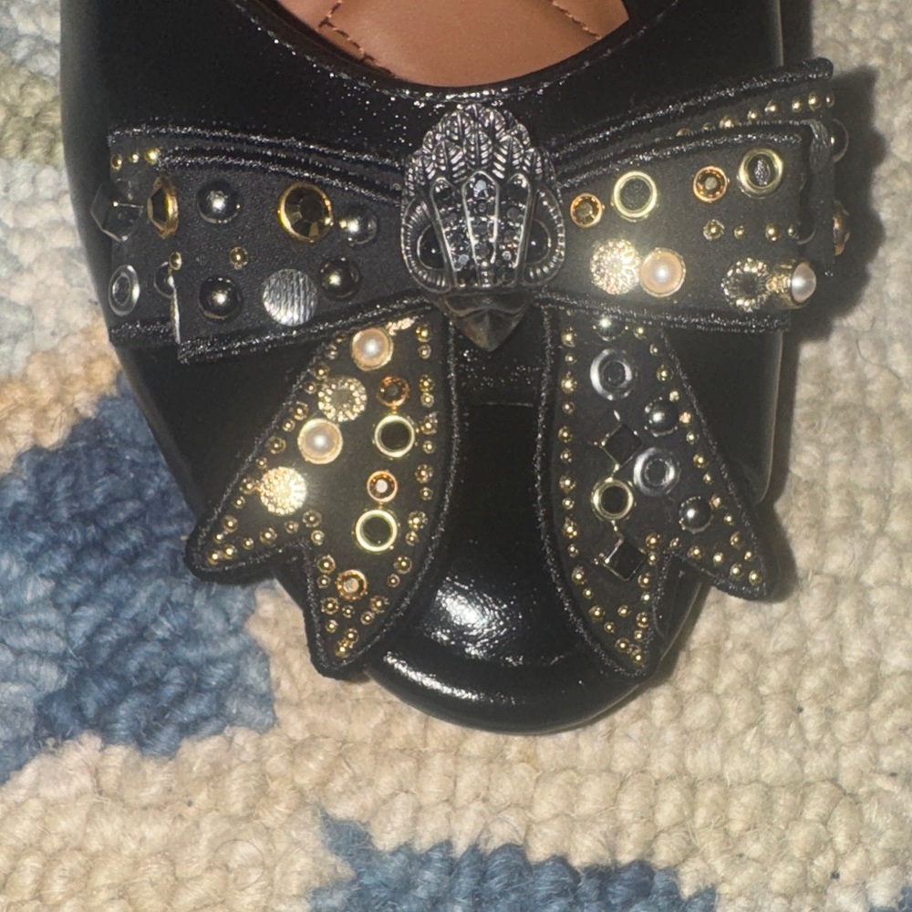Kurt Geiger Glossy Black Heels with Embellished Bow - Picture 5 of 5